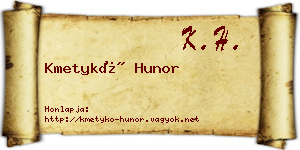 Kmetykó Hunor névjegykártya